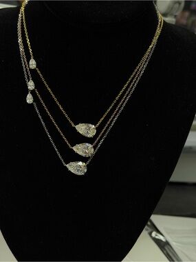 IGI Certified 5.27ct Pear Cut Lab Diamond Necklace 14kGold White,Yellow, or Rose